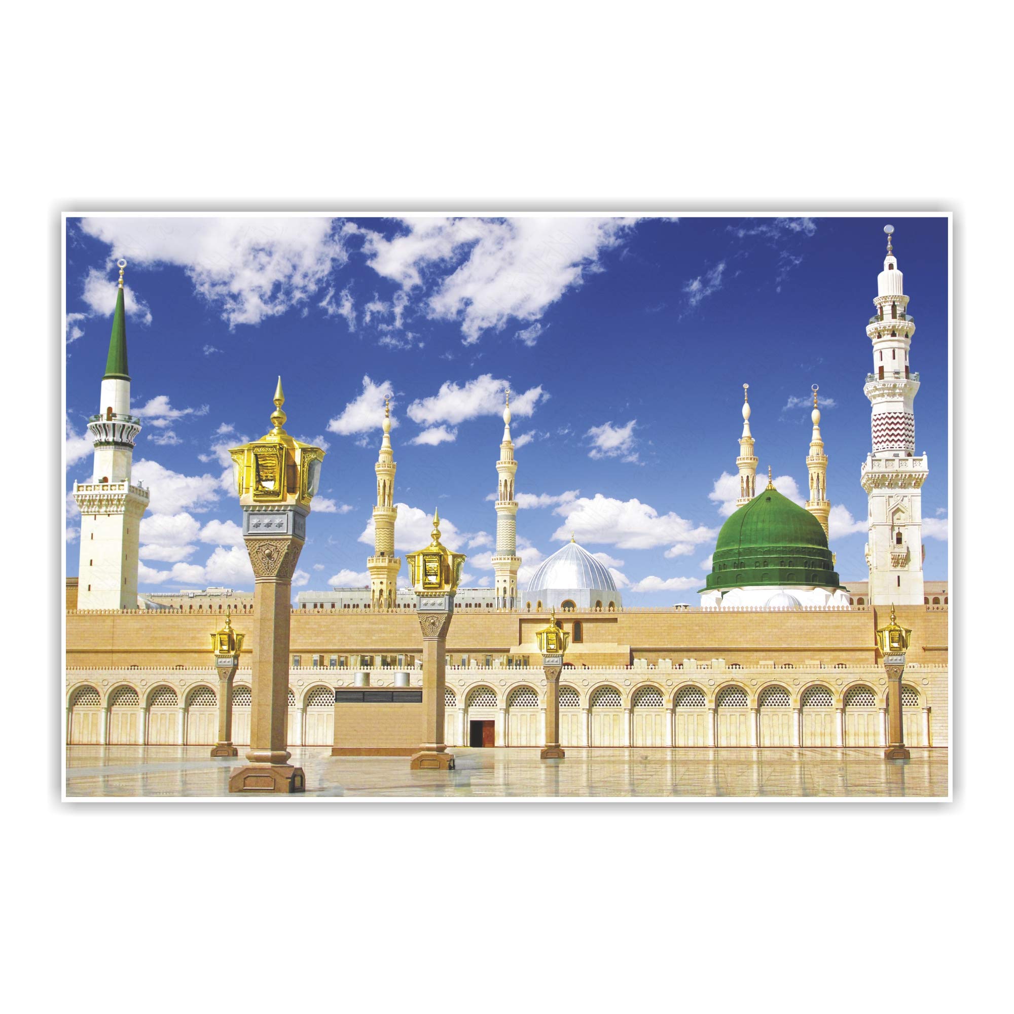 Madina - Masjid E Nabvi Canvas Pearl Finish Landscape (Without Frame) Pack of 1 Size 24 Inch X 18 Inch* Multicolour