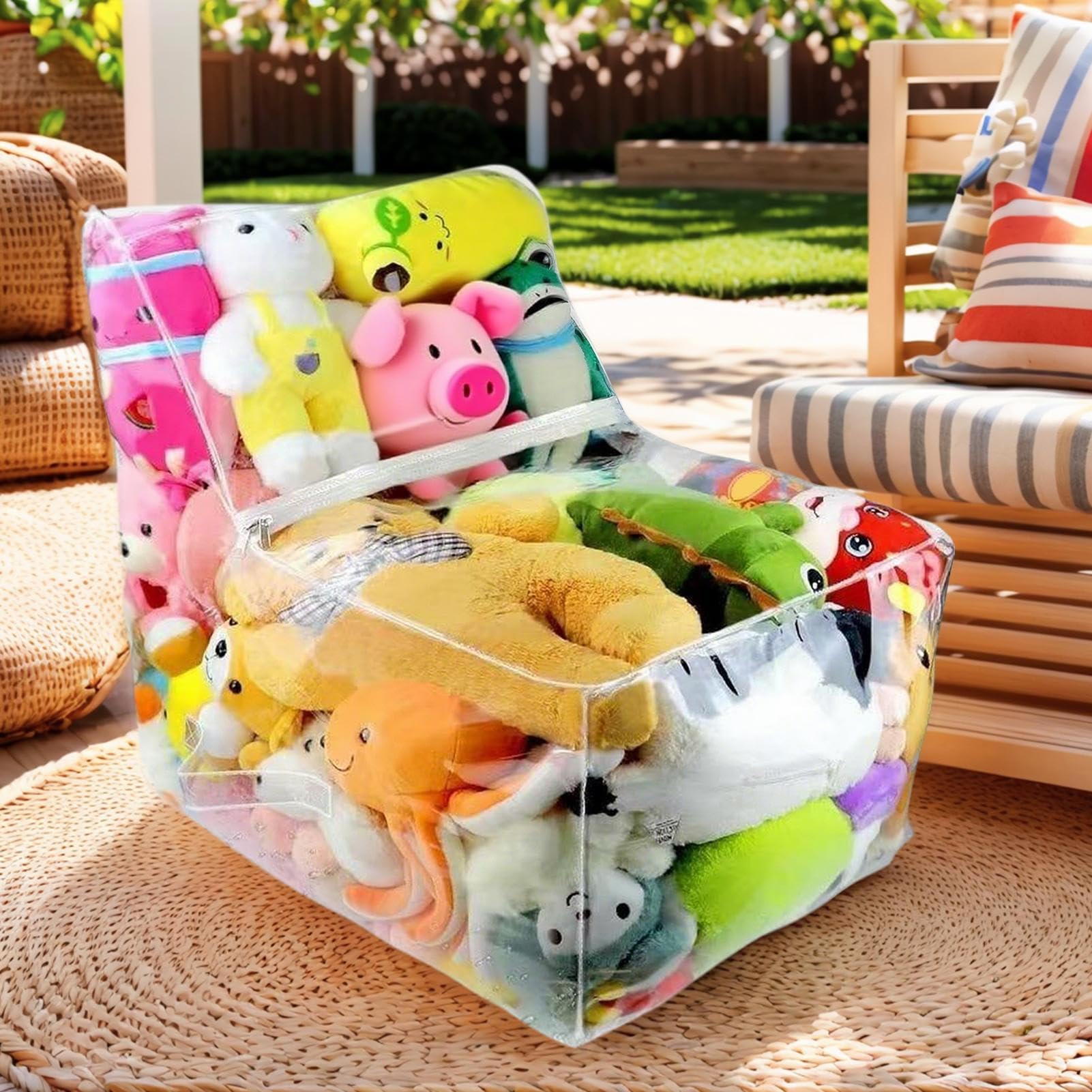 Housse De Rangement Pour Peluches En Sac De Billes,Pochette Transparente Remplissage Billes Polystyrène pour Adulte | Housse Imperméable en Doudou Confortable pour Canapé Lit Chambre Salle de Jeux Dét