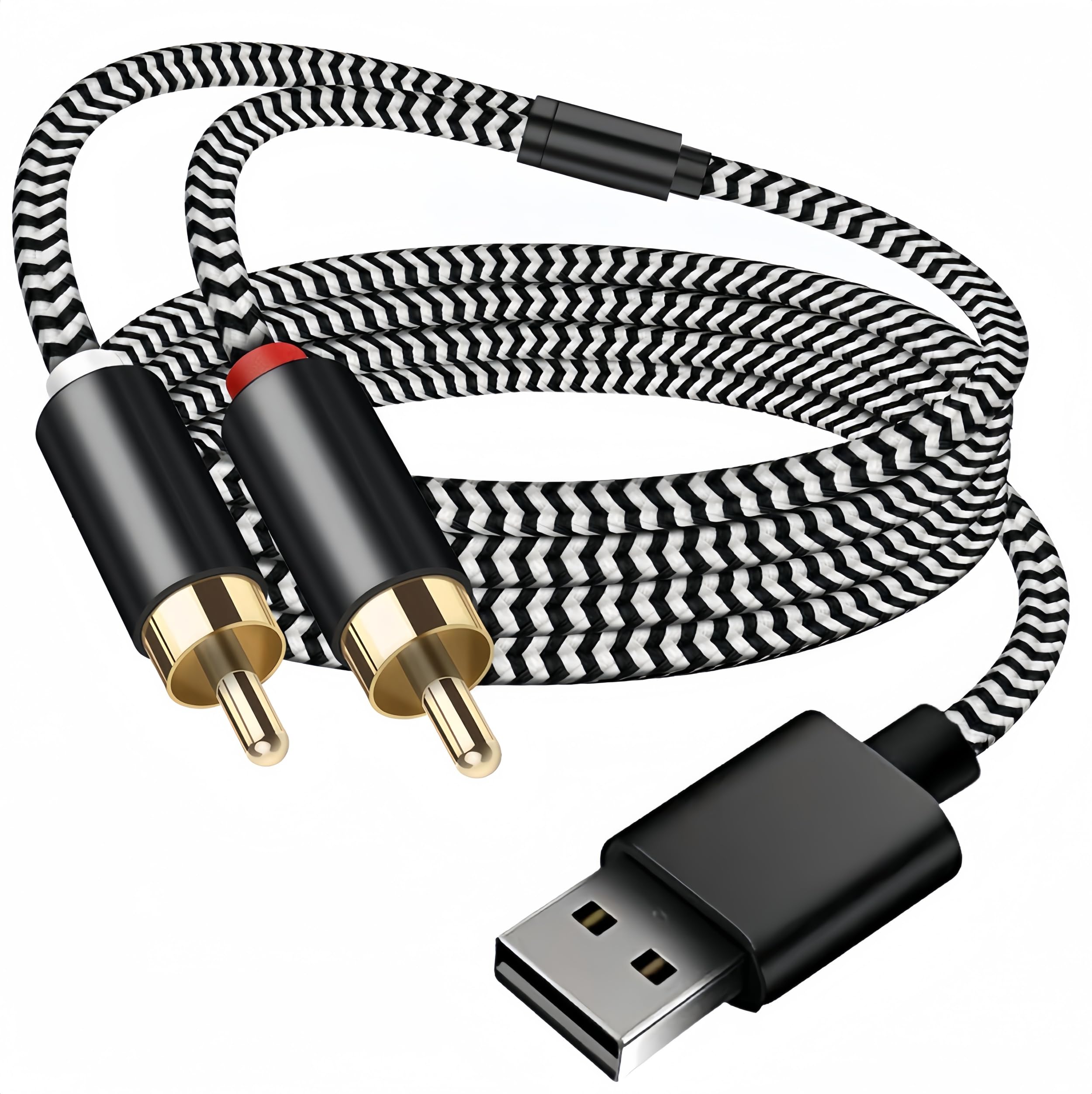 USB-RCA 変換オーディオケーブル 2M USB A 変換 2RCAオス Yスプリッ ステレオ オーディオケーブル DACチップ搭載 HiFi音質 対応 PC Windows デスクトップ等 スピーカー、アンプ、 DVDプレーヤー ホームシアター用 補助ケーブル
