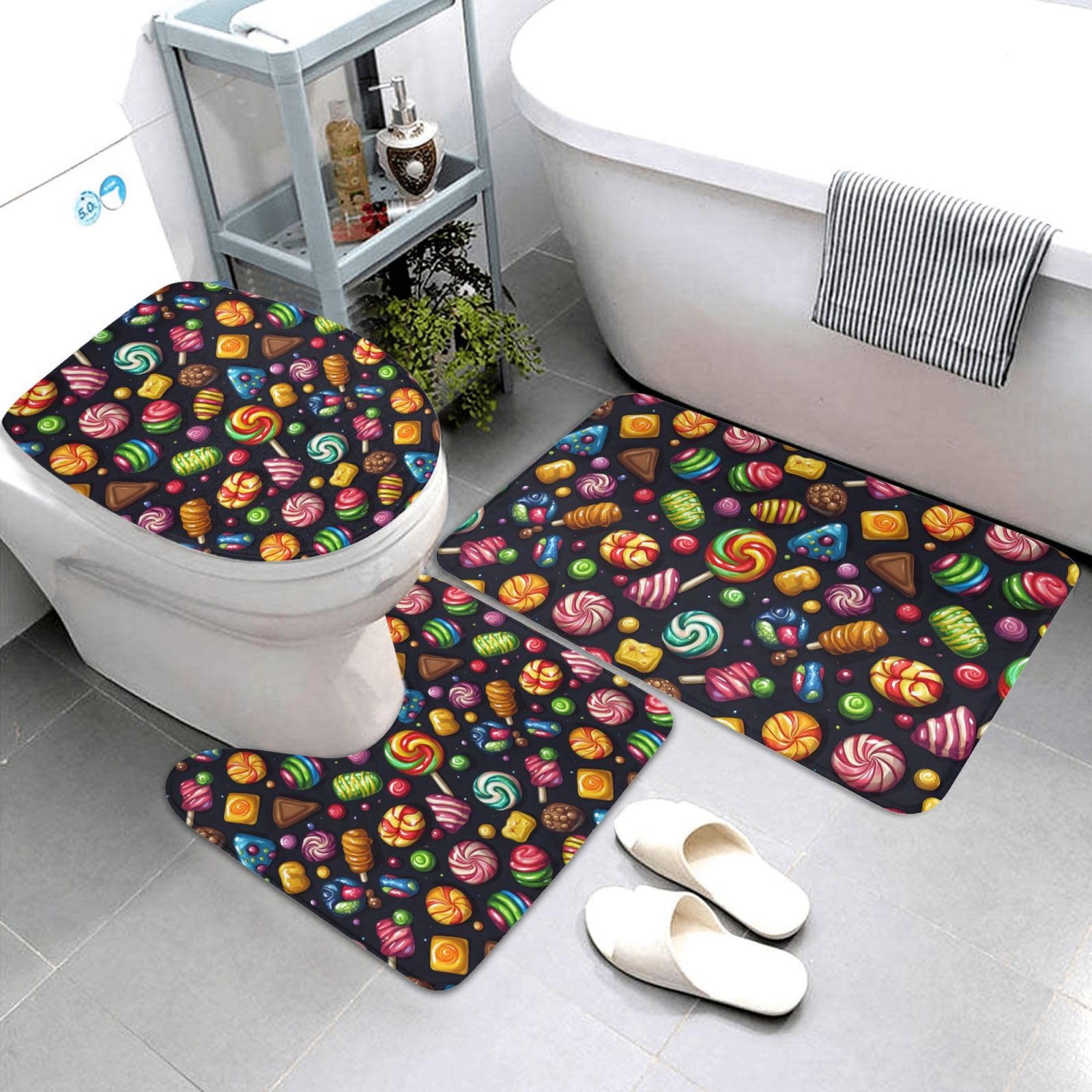 Tapis de bain absorbant et antidérapant lavable en machine lot de 3