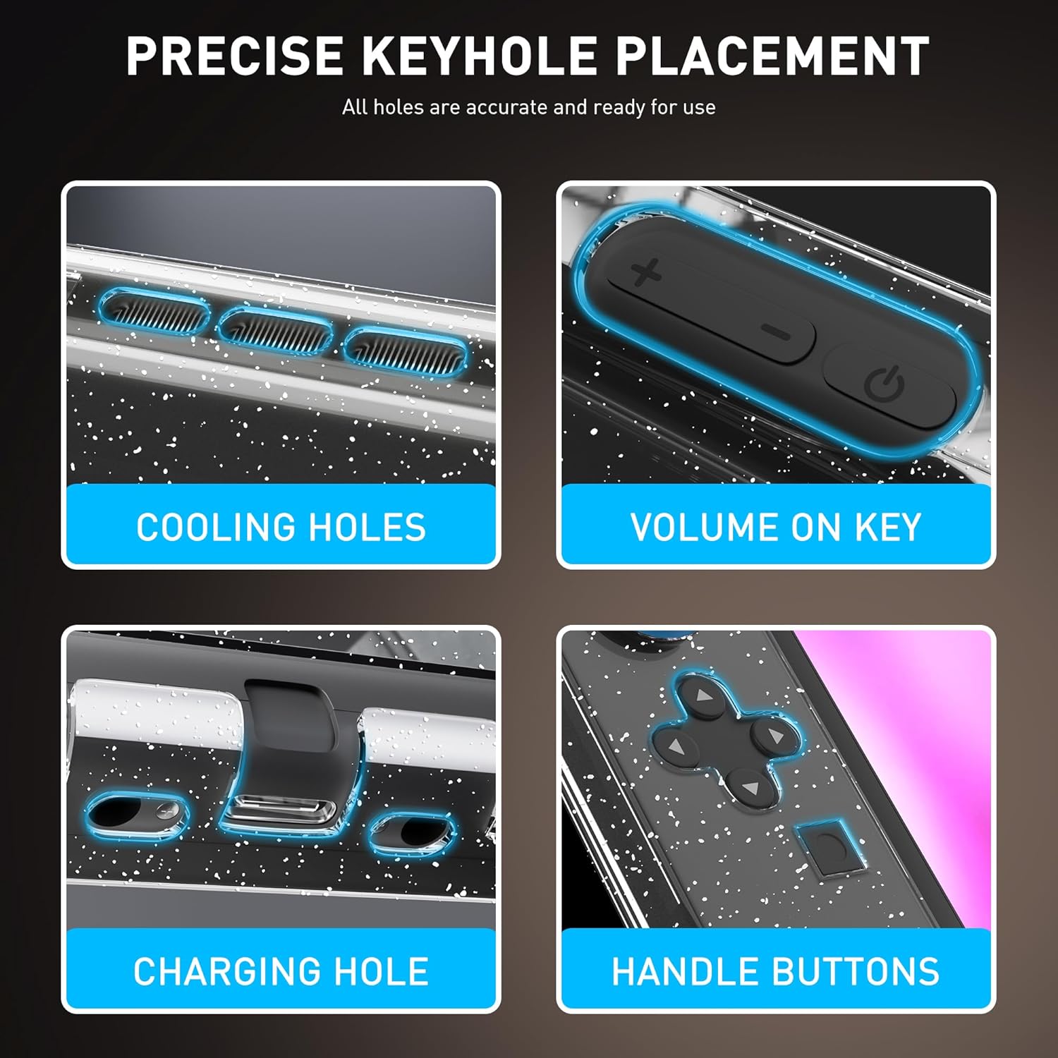 PAWDIARY Clear Switch 2 Accessories Case, Glitter PC Switch 2 Protective Cover for New Switch 2025 Console & Controller Grip with HD Screen Protector and 4 Thumb Caps, Sparkle Hardshell Skin Kit - Image 3