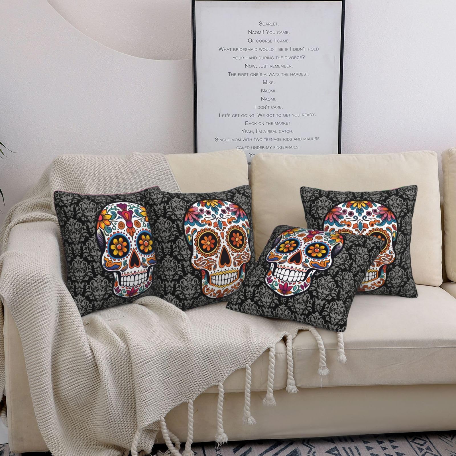TR323 Rose Skull Coperta Halloween A Tema Pile Coperta Per Divano Letto Adulto Skull Pattern Sherpa Coperta Rosa Fiori Floreali Peluche Fuzzy B