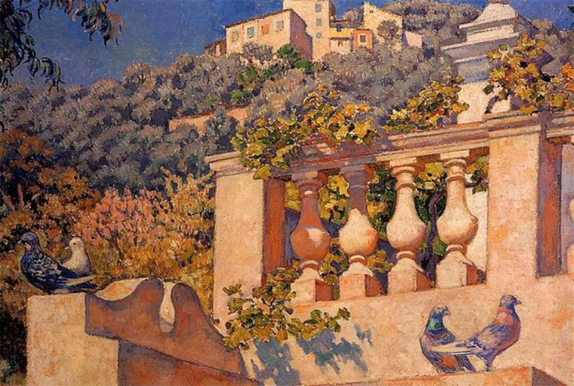 Dqcjiyigl No Frame Famous Painting Art Print Images Modern Canvas Prints The Balustrade By Theo Van Rysselberghe Oil Painting For Home Decor 60X90cm