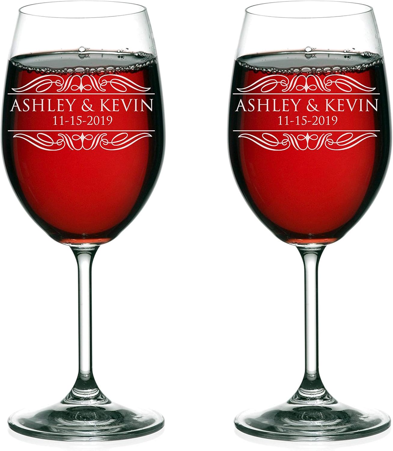 Bride Groom Names & Date Engraved Set of 2 Glasses, Customized Wedding Toast Wine Flute Set, Wedding Toasting Glasses - Personalized Flutes
