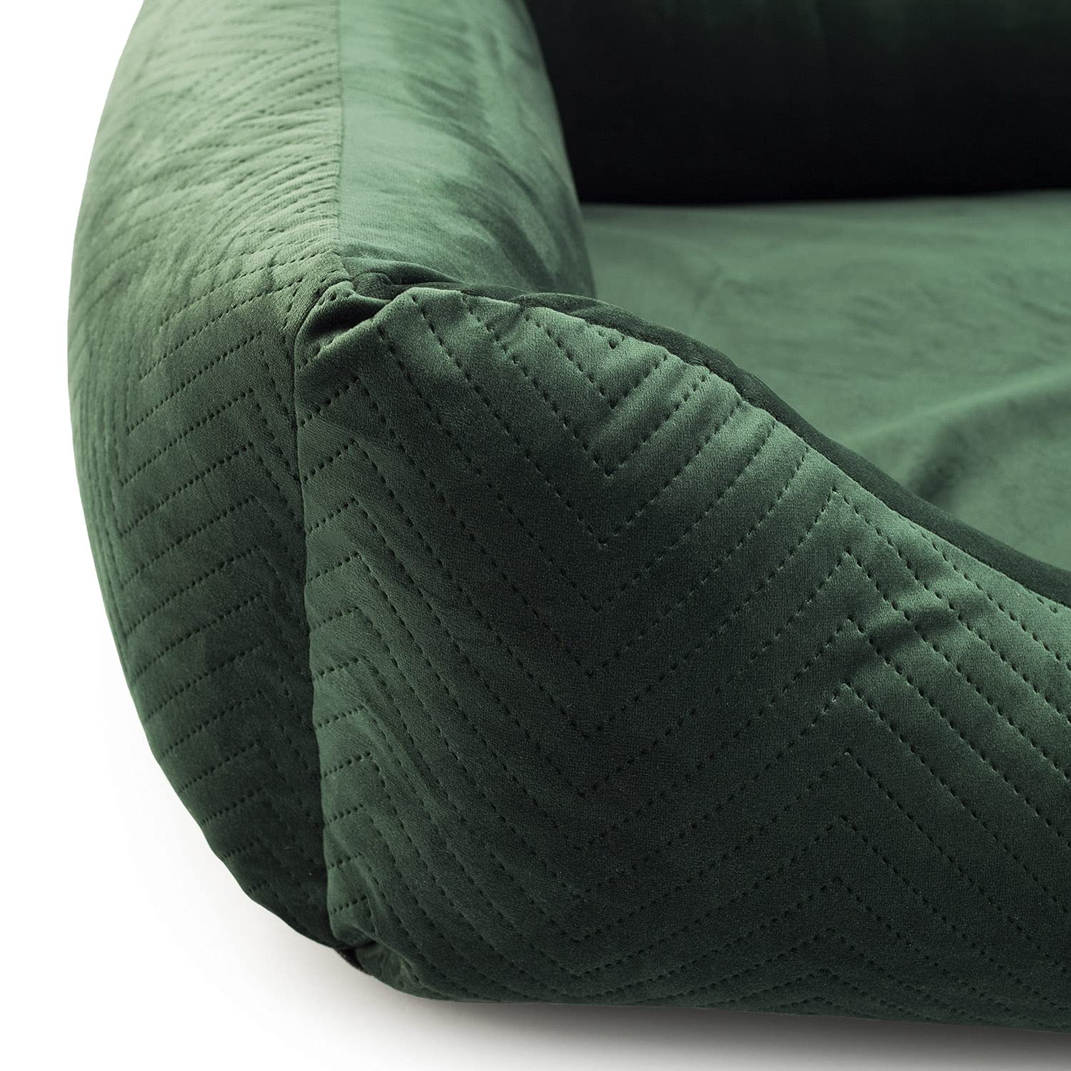 Exclusive Hundebett | Hundeliege, Hundekörbchen mit Kissen | Hundesofa für große Hunde | Große: XL - 100 x 79 x 22 cm | Farbe: Velvet Grün