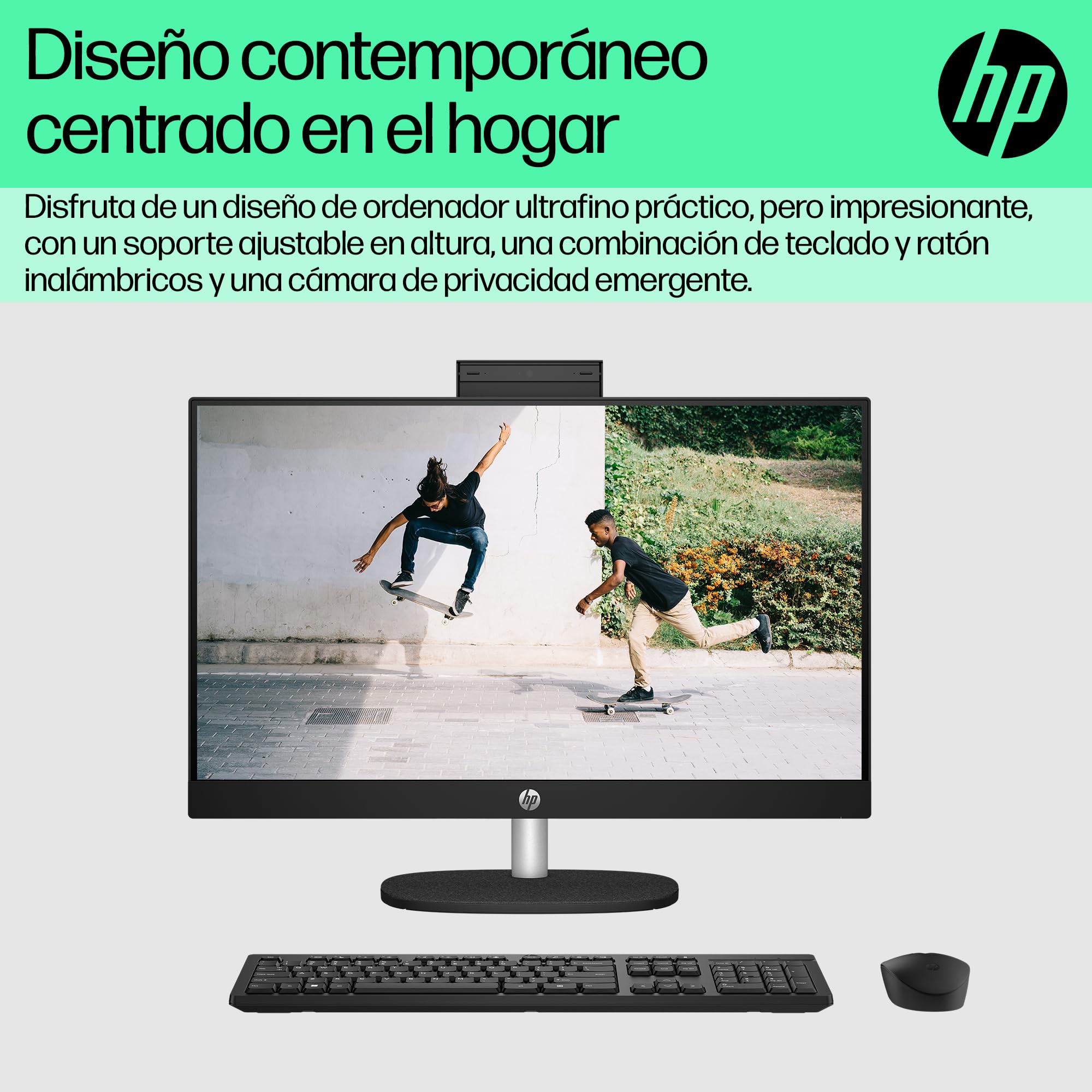 HP All-in-One 24-cr0101ns Computer desktop 23,8" FHD Intel Core i3-N300 8 GB RAM 512 GB SSD Intel UHD Graphics Windows Black Tastiera QWERTY spagnola