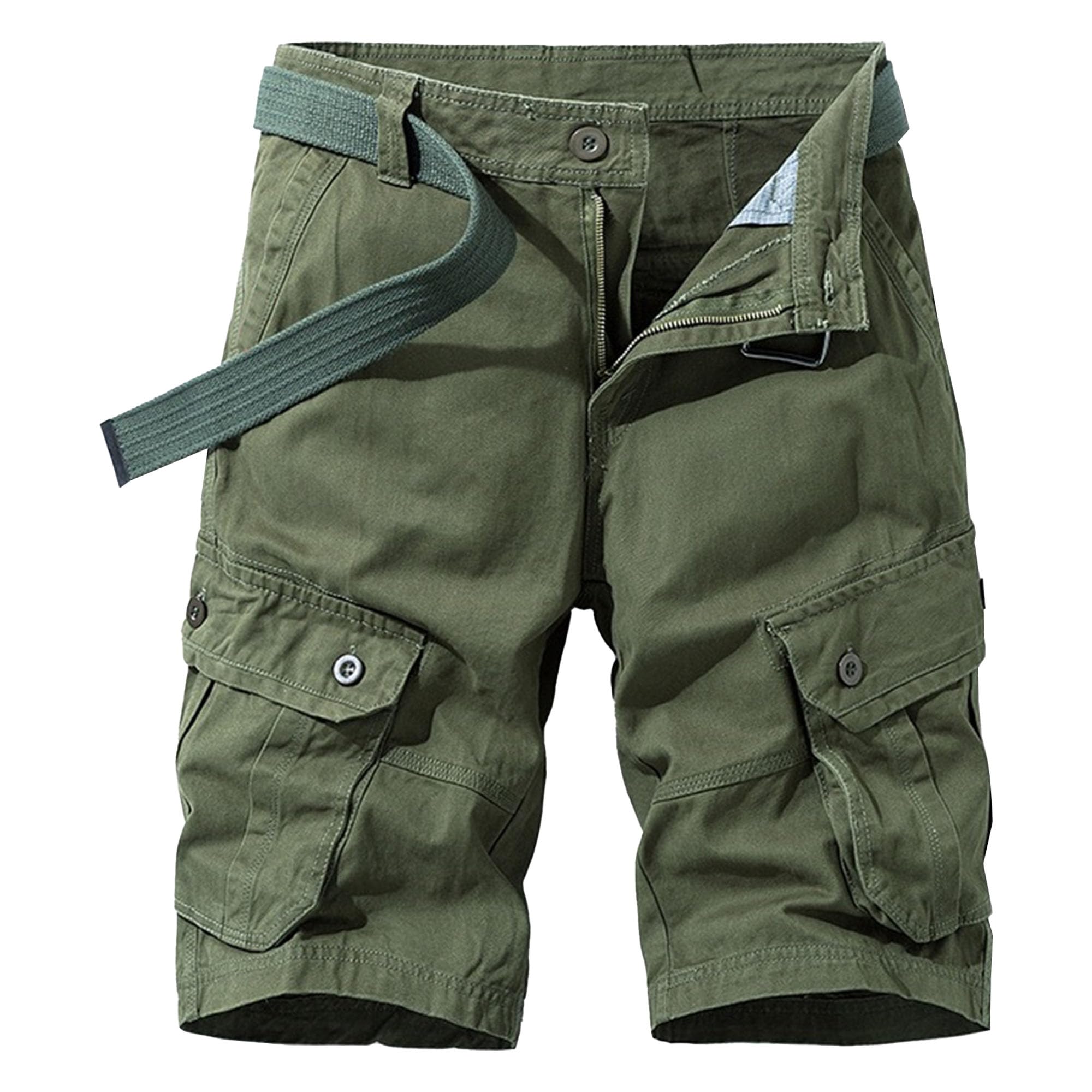 Short cargo homme coton coupe ample vert résistant qui ne serre pas la taille - 6