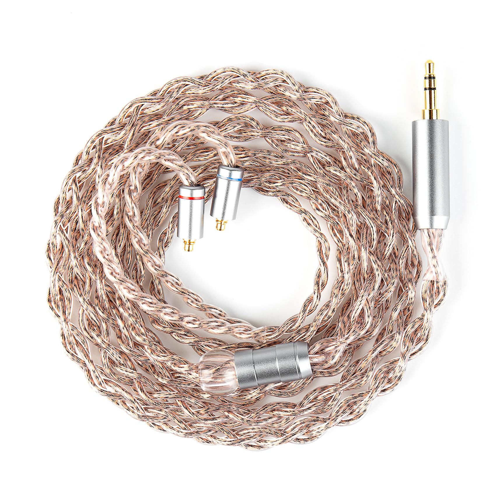 Yinyoo KBEAR Glitter IEM-Ersatzkabel, OCC-Silber-Hybrid Ohrhörer-Kabel, MMCX, 3,5-mm-Stecker, Braun