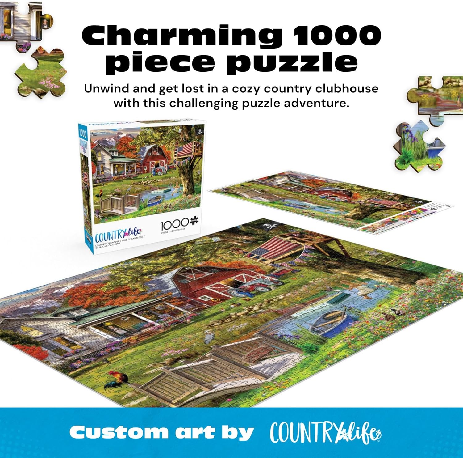 Buffalo Games - Country Clubhouse by Gary Walton 1000 Piece Jigsaw Puzzle for Adults with Full Color Poster
