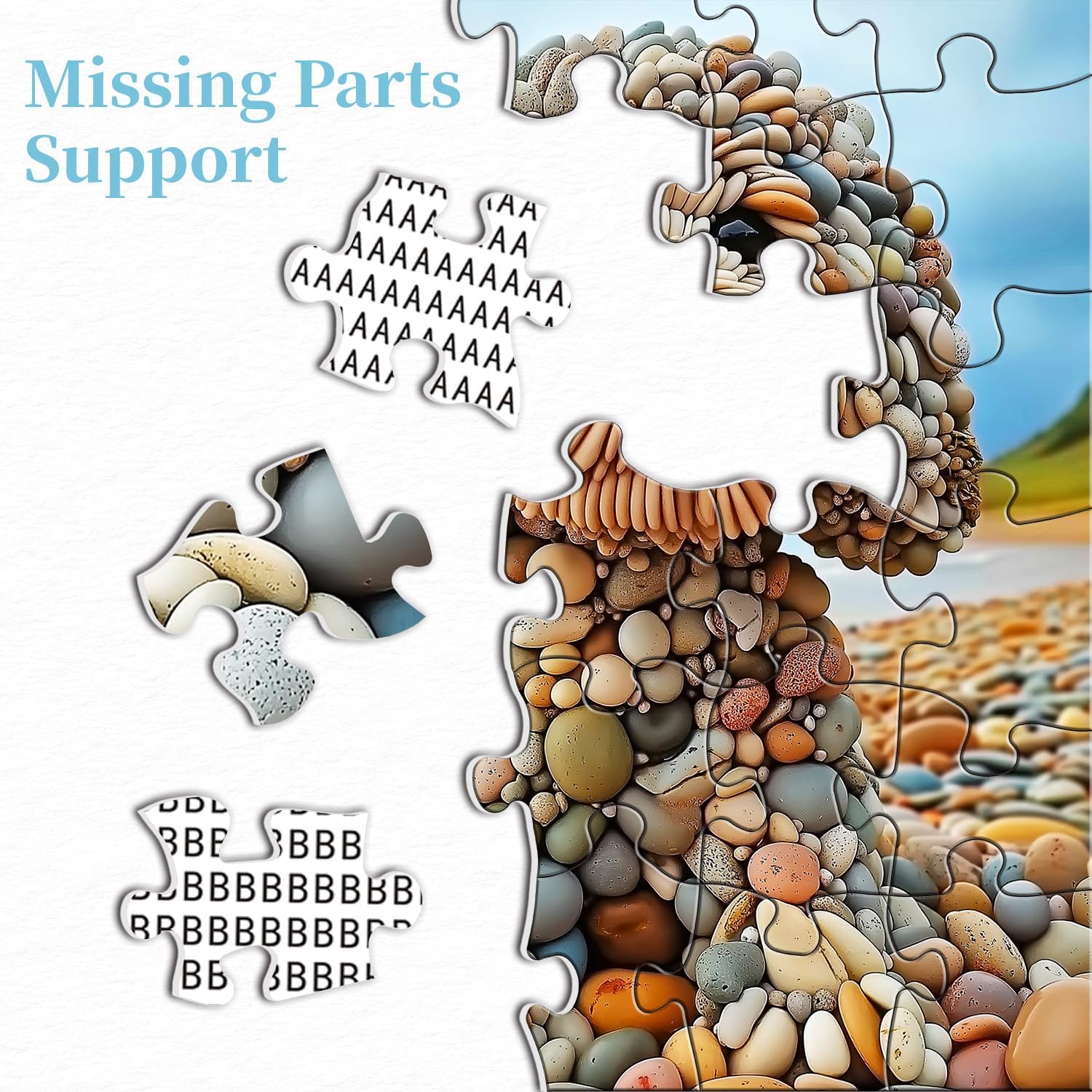 PICKFORU Funny Dog Jigsaw Puzzles 1000 Pieces for Adults, Summer Beach Guardian Dog Puzzle Cute, Interesting Seaside Stone Puppy Theme as Home Decor