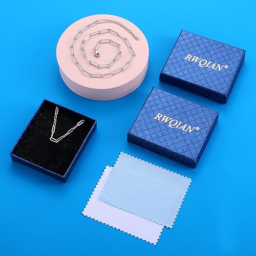 Miniatura 7 de RWQIAN Collar de eslabones de cadena de clip de oro de 18 quilates, delicado clip de papel, cadena de eslabones ovalados, juego de collares para