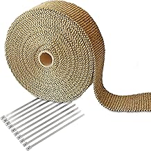 Arcets 15 Metri Bende Termiche Collettori per Scarico Marmitta Moto Nastro Termico Isolante in Fibra di Basalto per Moto Resistente al Calore di 1200℃ + 10 Fascette in Acciaio