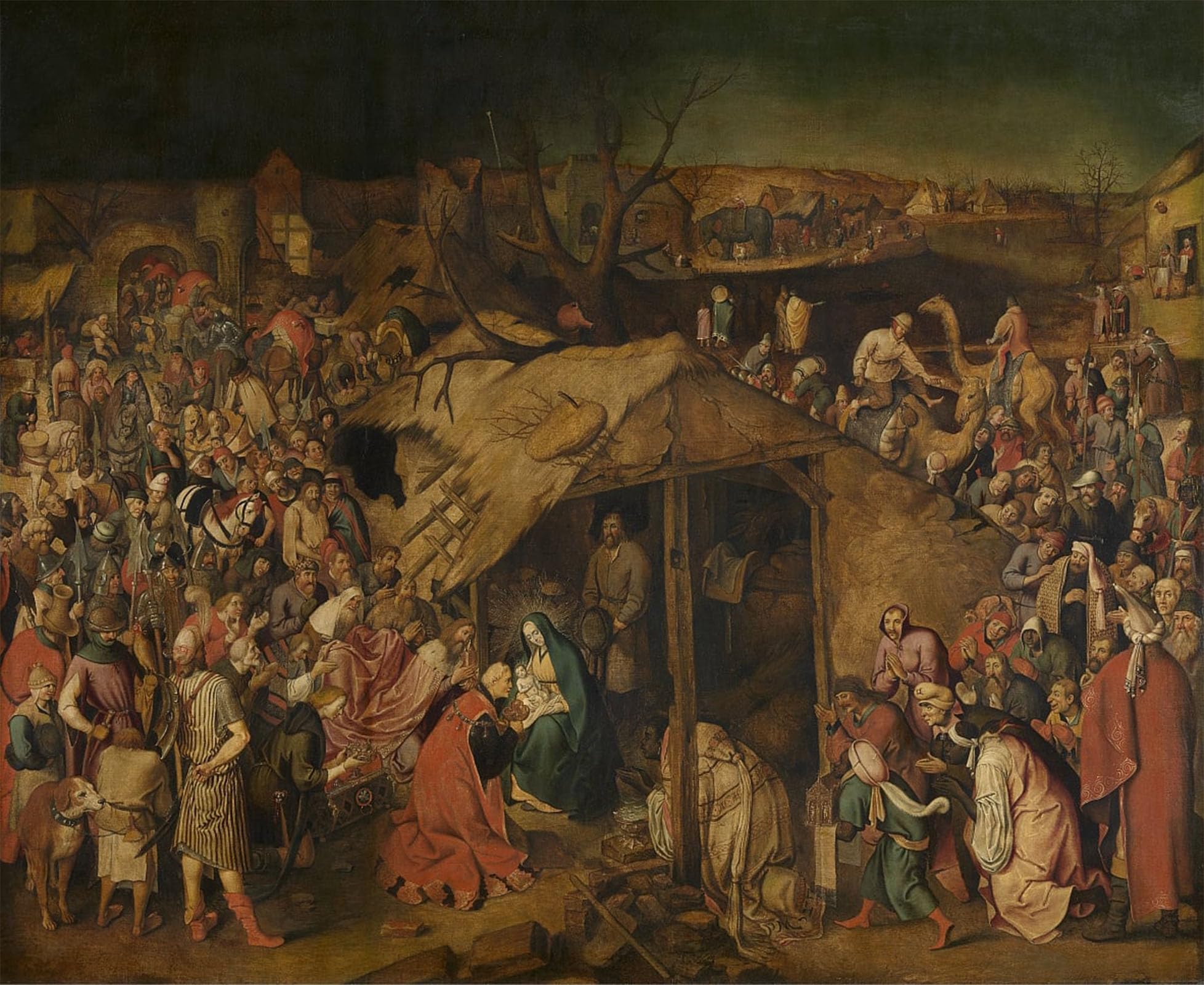 POSTERIIk Vintage Print Pop Art Landscape Artwork Adoration of the Kings by Pieter Brueghel the Younger Art Prints for Office Home Decor 60x90cm