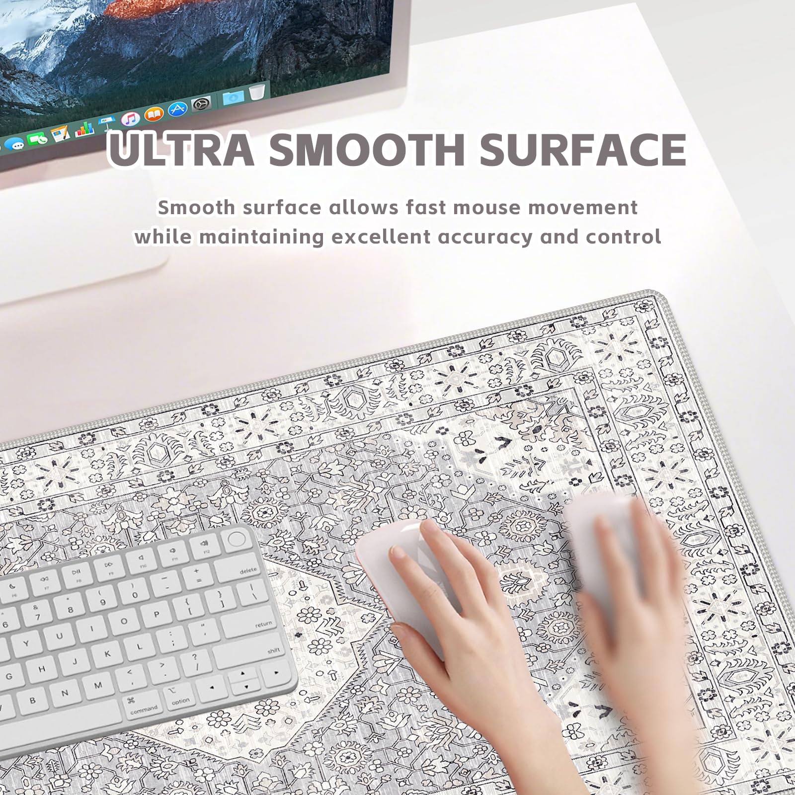 Baziabbo Bonita alfombrilla de escritorio, XXL extendida grande, alfombrilla de mouse para juegos con borde cosido, base de goma antideslizante, alfombrilla de escritorio para el hogar, oficina, juego