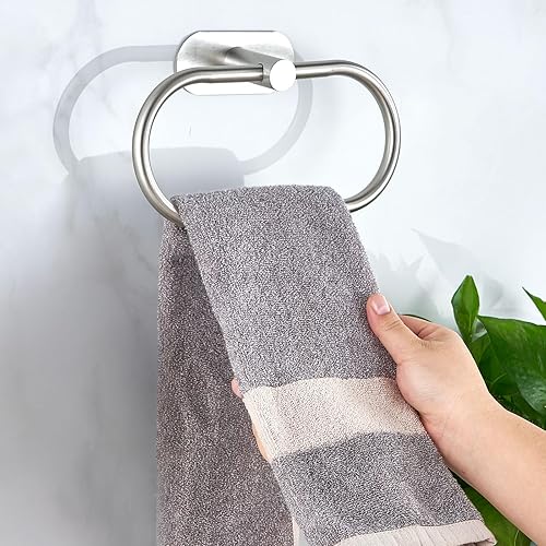 Miniatura 2 de Eolax Toallero  anillo de toalla de baño, anillo autoadhesivo para toalla de mano para baño, soporte de toalla de mano adhesivo de acero inoxidable,