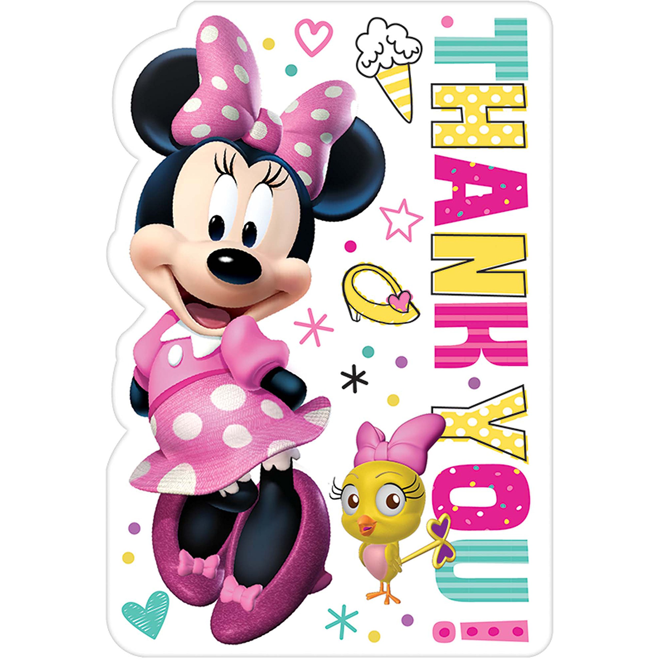 Amscan Minnie Mouse Happy Helpers Thank You Cards, Multi Colored, One Size