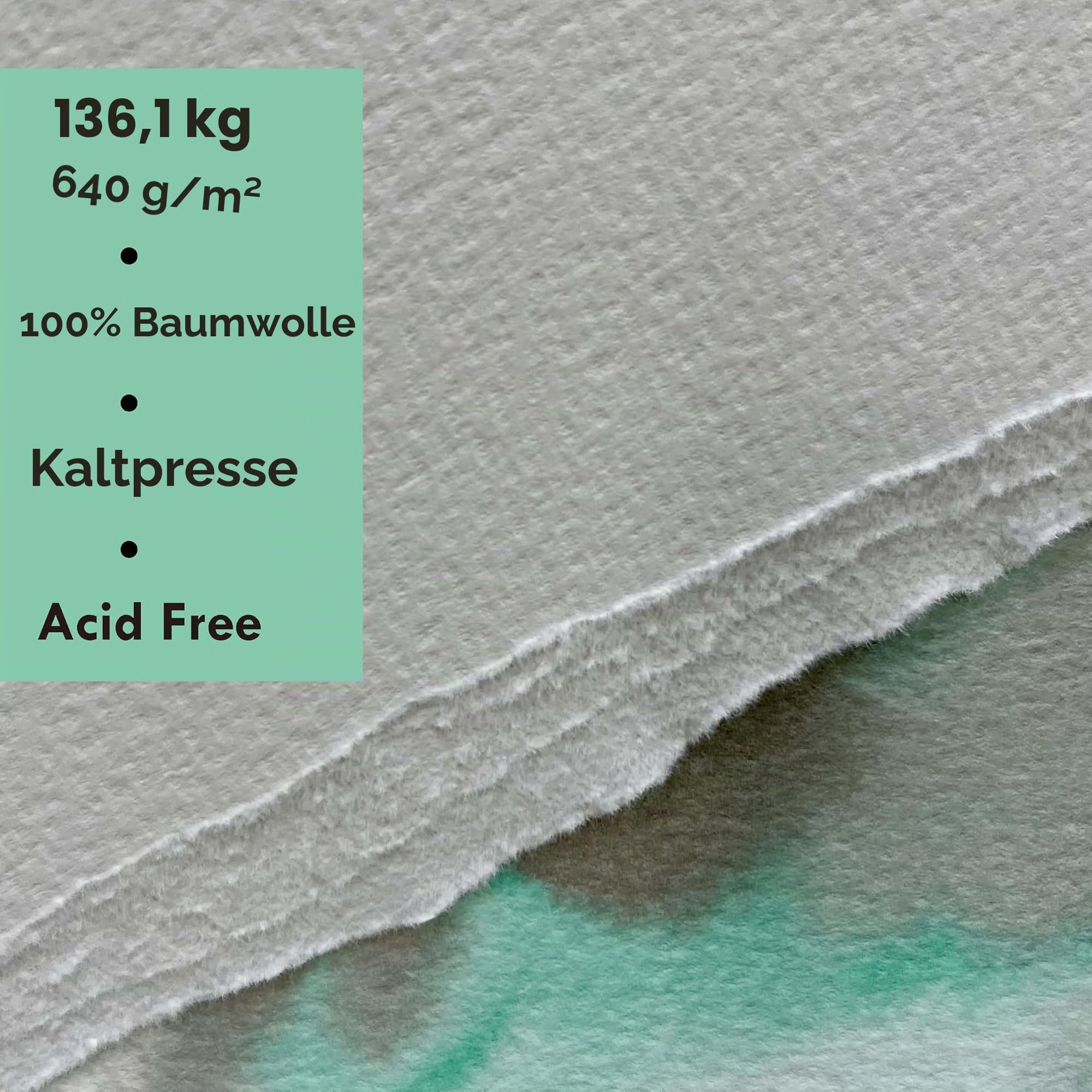 tumuarta 640 GSM Aquarell Papier block, 100% Baumwolle, 10 Blatt, säurefrei, kaltgepresst, Mediaskizzenbücher für Wasserfarben, Acryl und weitere trockene und nasse Medien (20.3x20.3 CM)