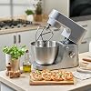 Kenwood Homebake Plus Kitchen Chef KHH01.120SI - خلاط قائم، عجن عجين، جهاز خلاط، 1400 واط، قادوس كبير من الفولاذ المقاوم للصدأ سعة 5 لتر، غطاء مضاد للرذاذ، 3 أجهزة داخل الغرفة