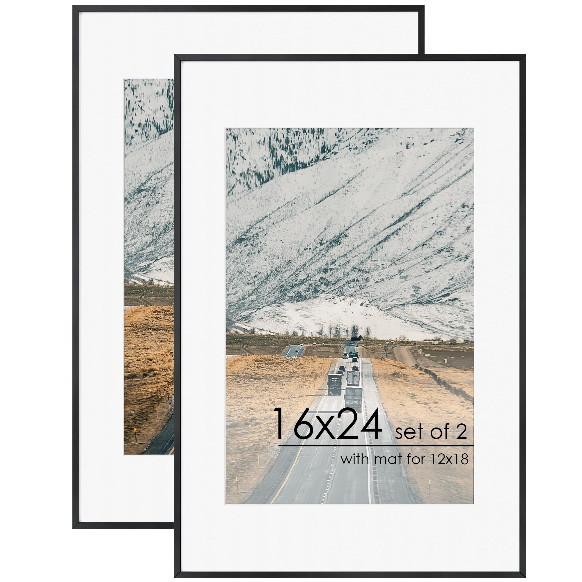 FLYJOE 16x24 black aluminum poster frame set of two with tempered glass
