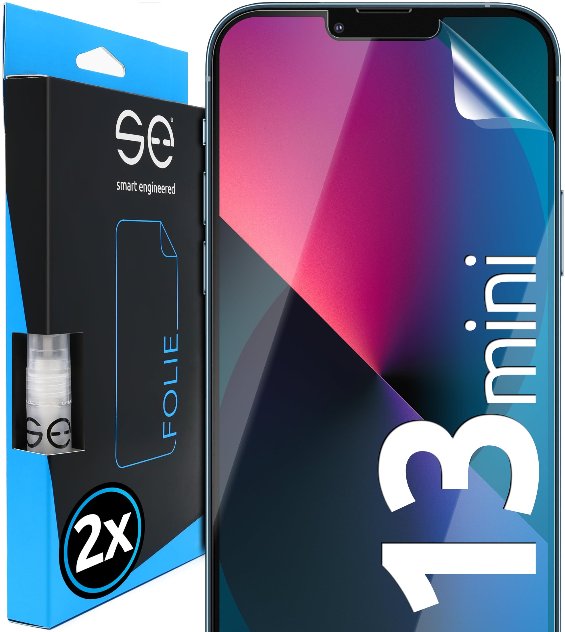 2x se® Protector 3D Transparente para Apple iPhone 13 mini, Autorreparable, Compatible con Huellas y FaceID, Instalación sin Burbujas, Ultranítido, Resistente a Golpes y Arañazos, Matériau TPU