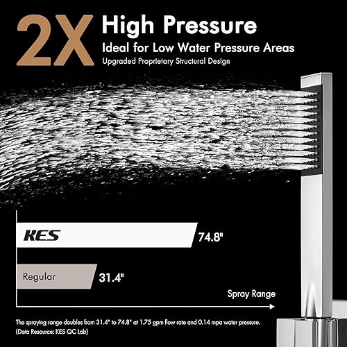 Miniatura 3 de KES XB6305S12-CH - Juego de grifo de ducha, sistema de ducha, grifo de bañera y ducha, cabezal de ducha de 12 pulgadas con boquilla de mano y