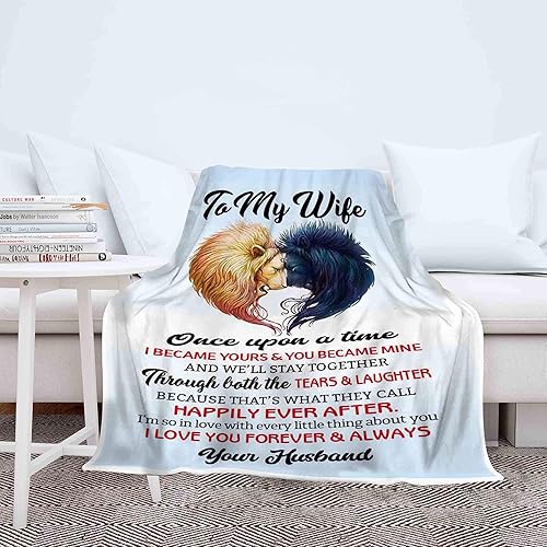 Once Upon A Time I Became Yours and You Became Mine Happily Ever After, manta de forro polar prémium para tu esposa con citas, cumpleaños de San