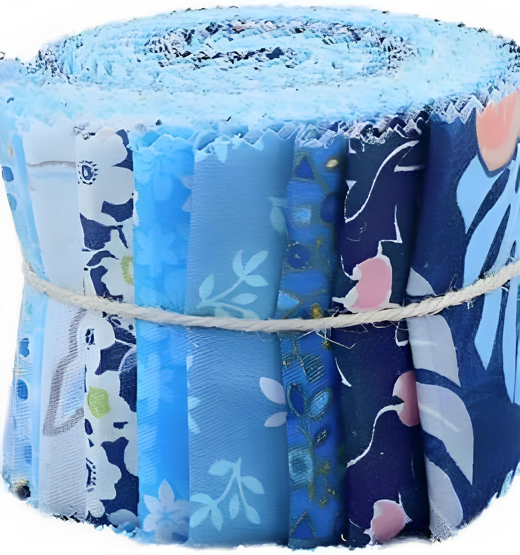 Blue Craftsfabrics 20Pcs 2.36 X 39.37'' 100% Cotton Pre-Cut Jelly Rolls Strips Fabric For Quilting, Scrapbooking, Sewing, Arts & Crafts, Patchwork, Collage (Blue)