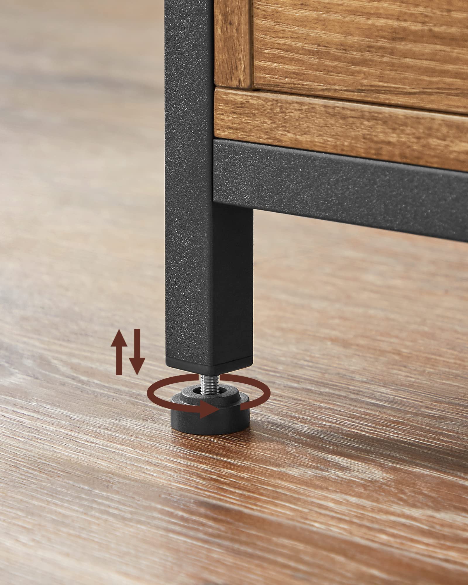 VASAGLE Tavolino da salotto, con 2 cassetti e ripiano aperto, telaio in acciaio a forma di X, 100 x 55 x 45 cm, stile industriale, noce rustico e nero LCT201B41