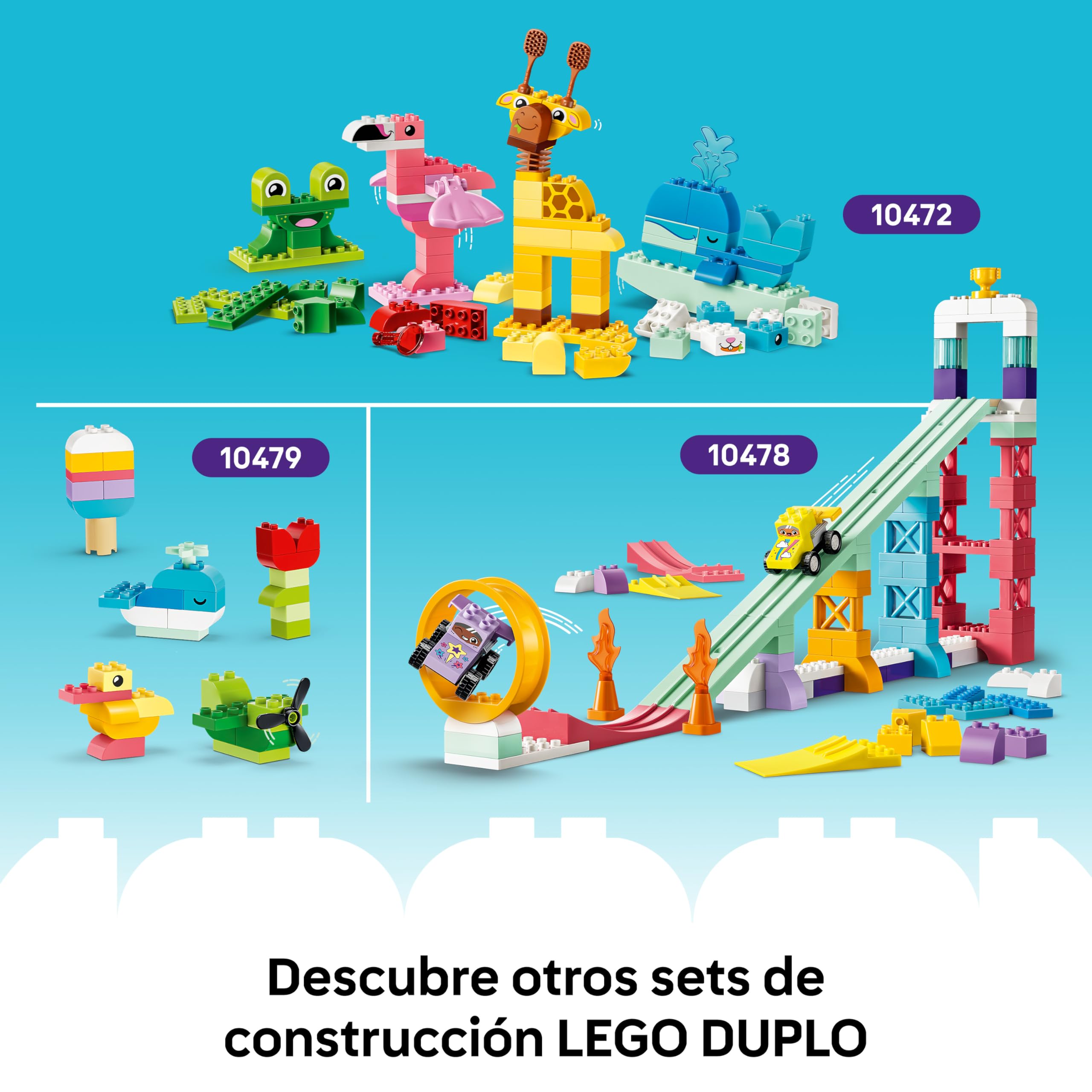 LEGO Duplo Bosque de los Descubrimientos con Animales Salvajes – Juego Educativo – Juguete Montessori con Figuras de Animales, Árboles y Tapete – Regalo para Niñas y Niños de 3+ Años – 10480