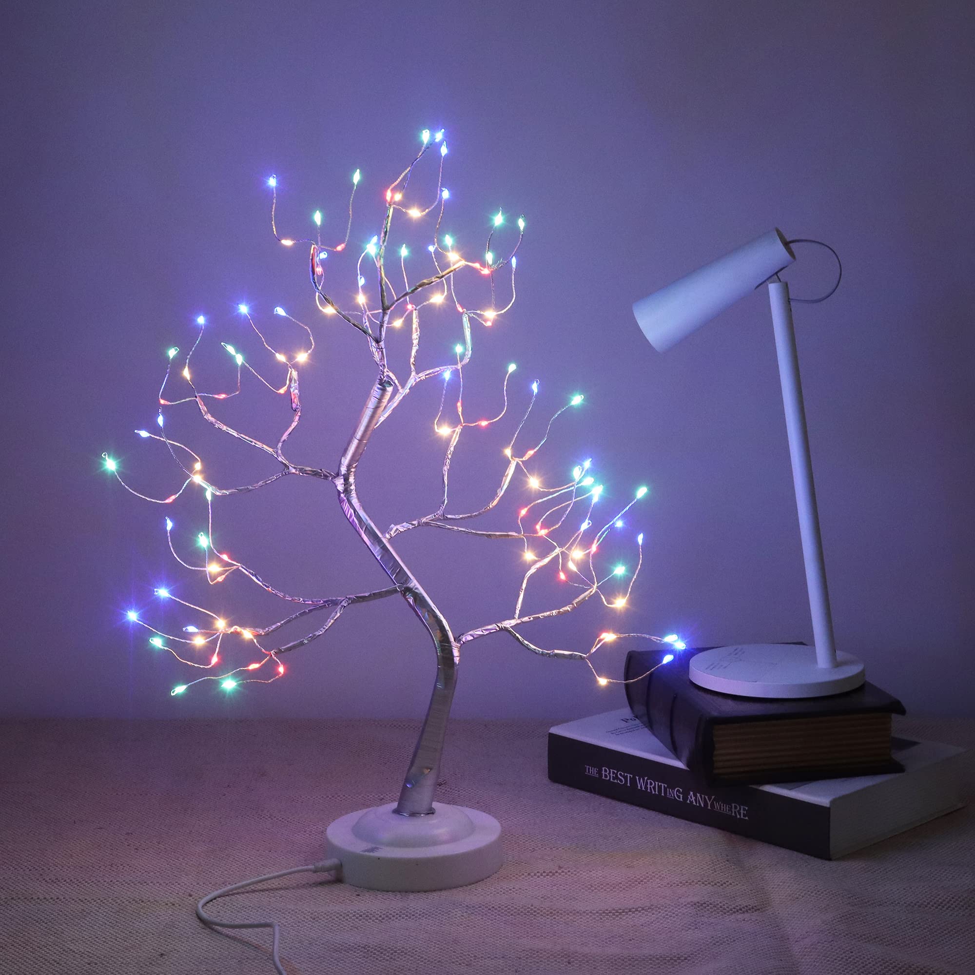 FUCHSUN 108 LED Bonsai Tree Light, Battery/USB Powered 20 Inch Tabletop Artificial Tree Lamp for Living Room Bedroom Christmas Home Decor, 8 Modes & 6 Hours Timer (Multicolored)