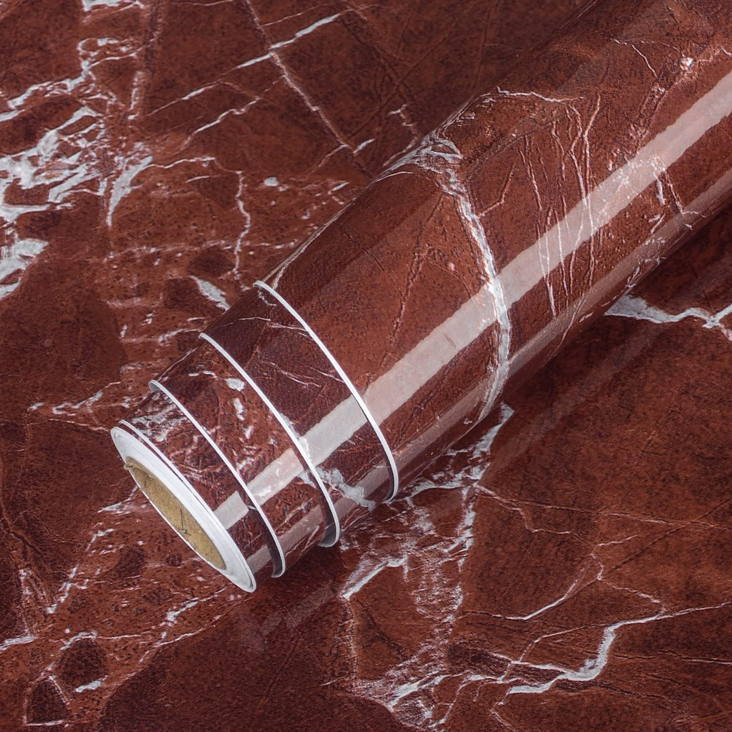 VOLEAAR 35 x 196 Inches Red Marble Contact Paper,Marble Wallpaper