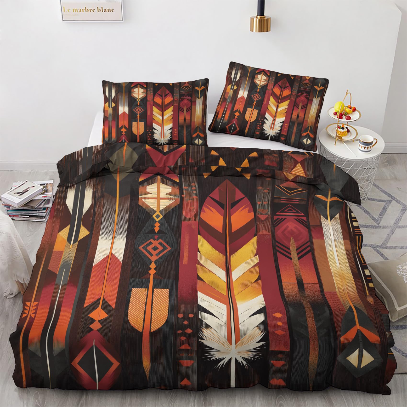Housse de couette western en microfibre douce zippée 220x240 cm avec taies d'oreiller assorties