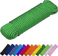 Vista 10 de TECEUM Cuerda – 90 pies x 1/4 pulgada (7mm) – Verde Ejército – Cuerda Utilitaria Versátil y Resistente – Acampada, Artesanía, Asta de Bandera