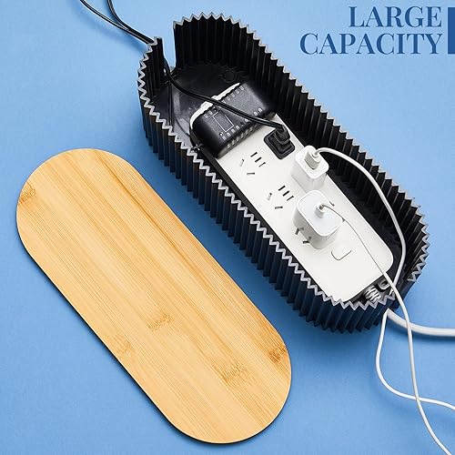 Miniatura 5 de Marsui 2 cajas organizadoras de cables negras para ocultar cables, organizador de cables de escritorio de oficina en casa, 11.8 x 5.1 x 4.3