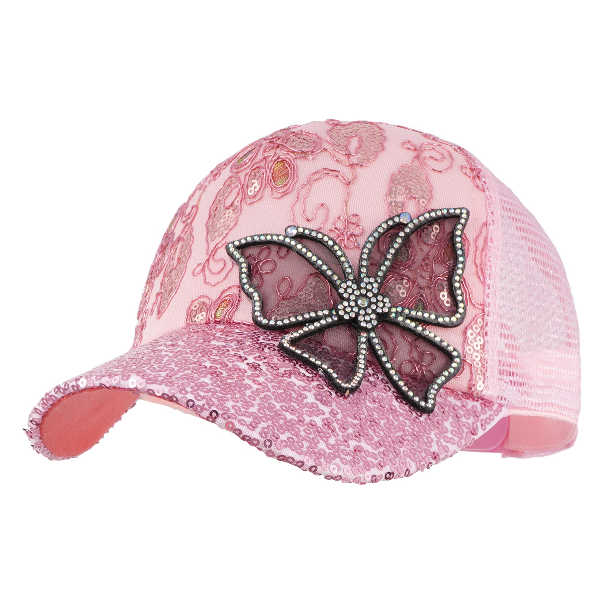 LABANCA Women's Butterfly Rhinestone Baseball Cap Adjustable Bling Sun Hat for Women Fashion Hip Hop Hat with Studded Design