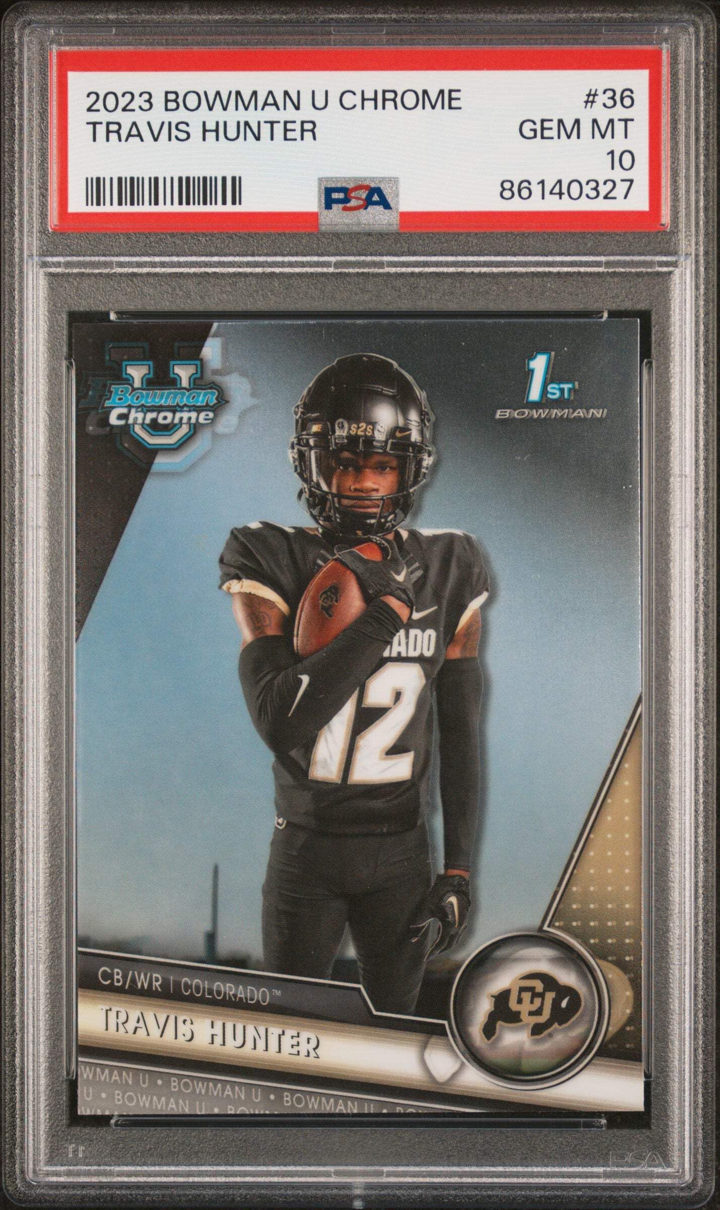 Graded 2023 Topps Bowman U Chrome Travis Hunter #36 Rookie RC Football Card PSA 10 Gem Mint