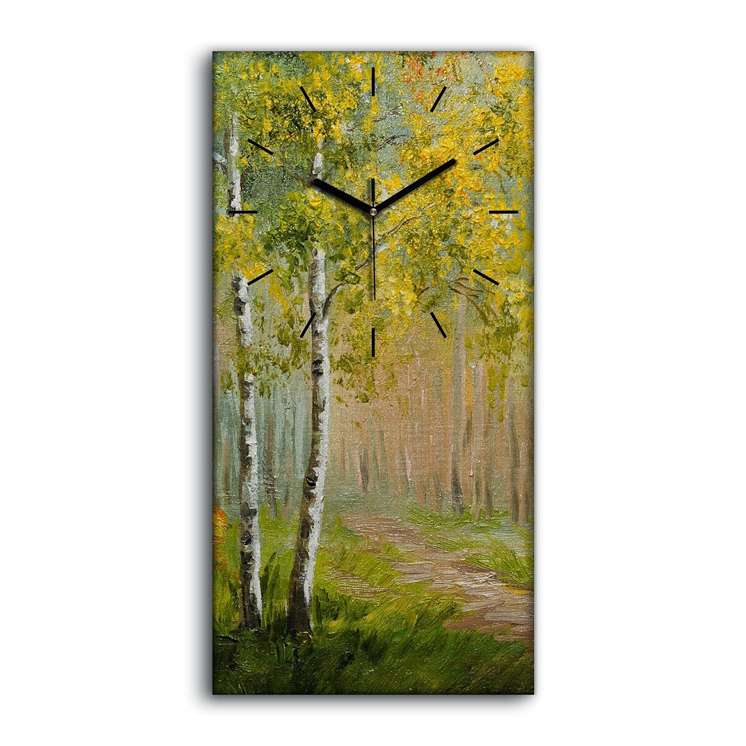 Horloge sur toile 30x60cm image art moderne et art mural paysage de forêt pour chambre