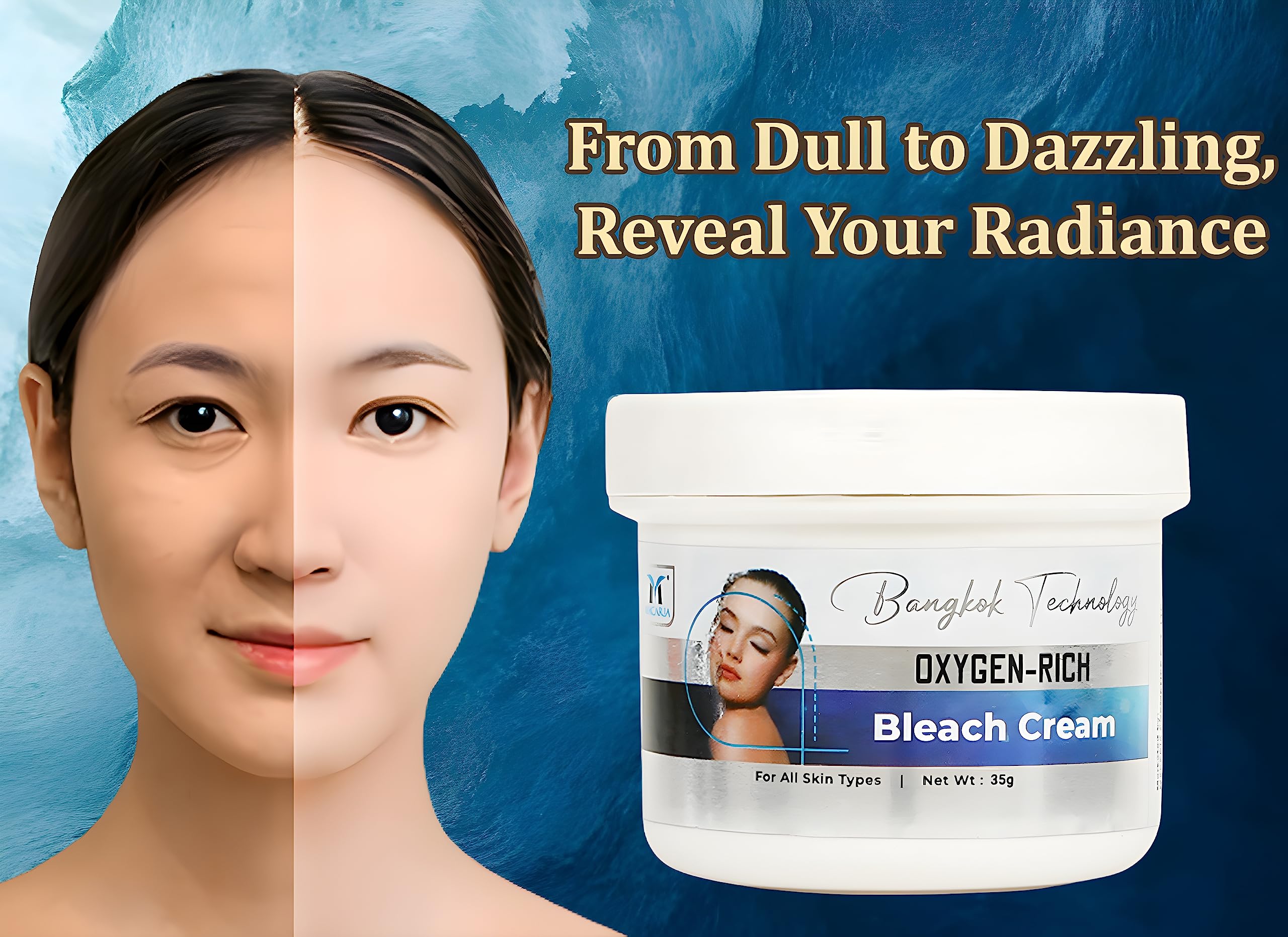 Macaria Oxygen Rich Face & Hair Bleach Cream for Women & Girls, Facial Hair Lightening, Whitening & Skin Brightening - Image 2
