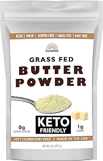 Organic Grassfed Real Butter Powder - Keto NON GMO rBST Hormone Free Paleo Low Carb Sugar Free Gluten Free - Healthy Fat Bomb - Great in Keto Coffee - Unsalted 8oz