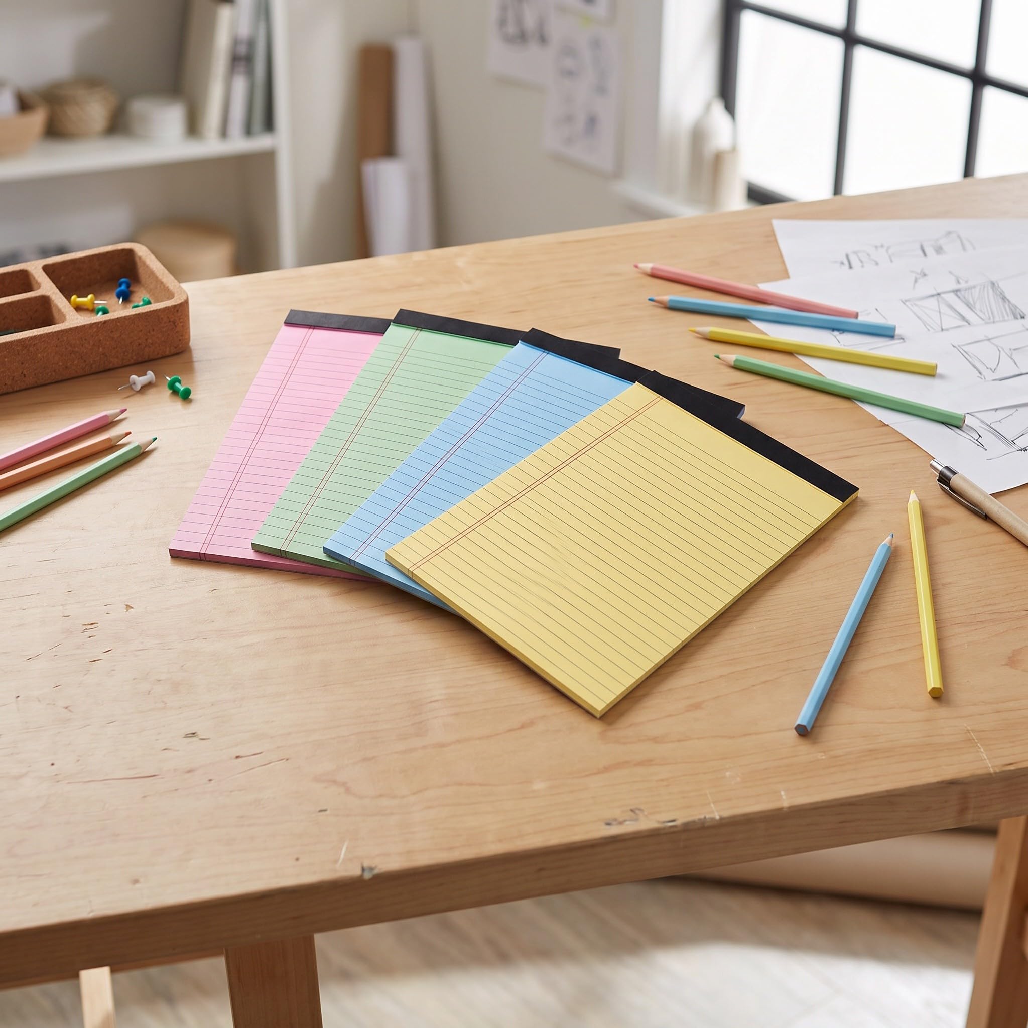 Toddmomy Lot de 5 blocs-notes colorés, format légal, cahier à lignes