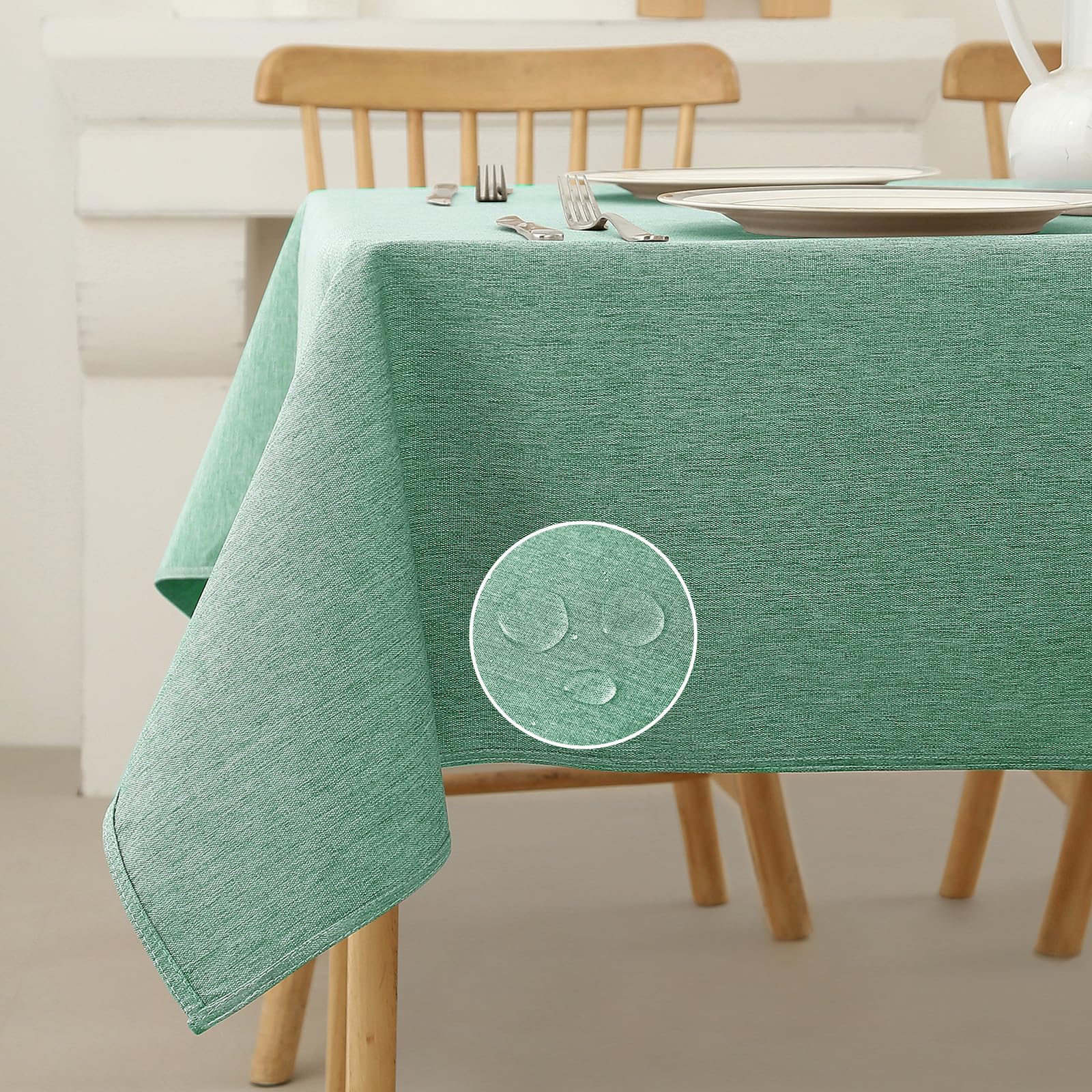 Aisprts Mantel Antimanchas Mantel Mesa Impermeable Rectangular Antirayas Limpiar con un Trapo Manteles Lavable para Comedor Exterior Jardín, Verde, 140x140cm