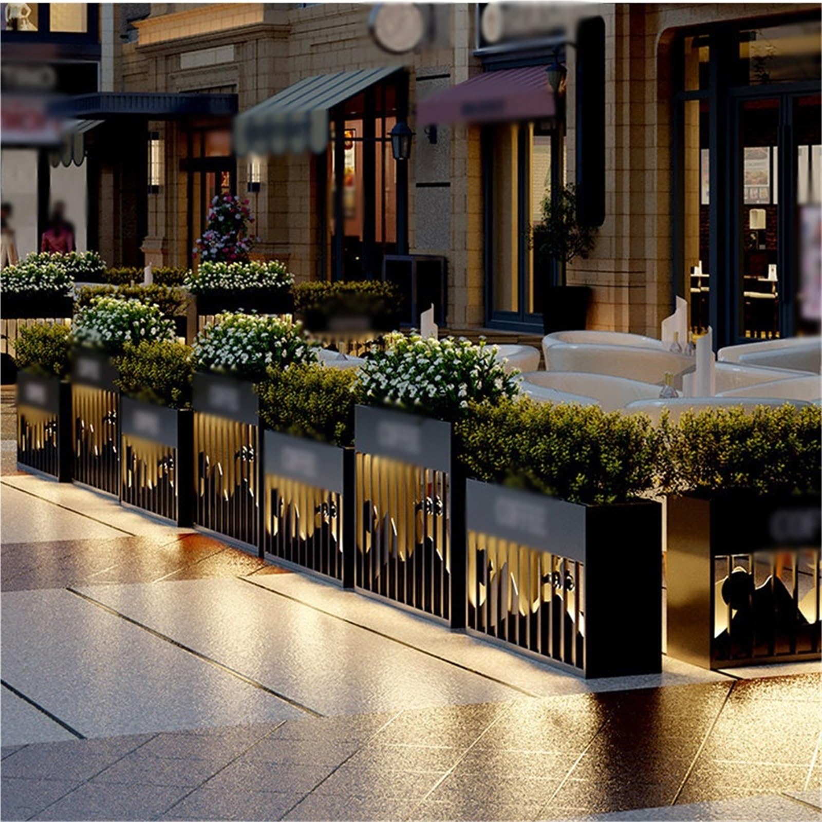 Ławka Parkowa Zasilana energią słoneczną podświetlana, łączona doniczka dekoracyjna | Nadaje się do restauracji Mall(XS)