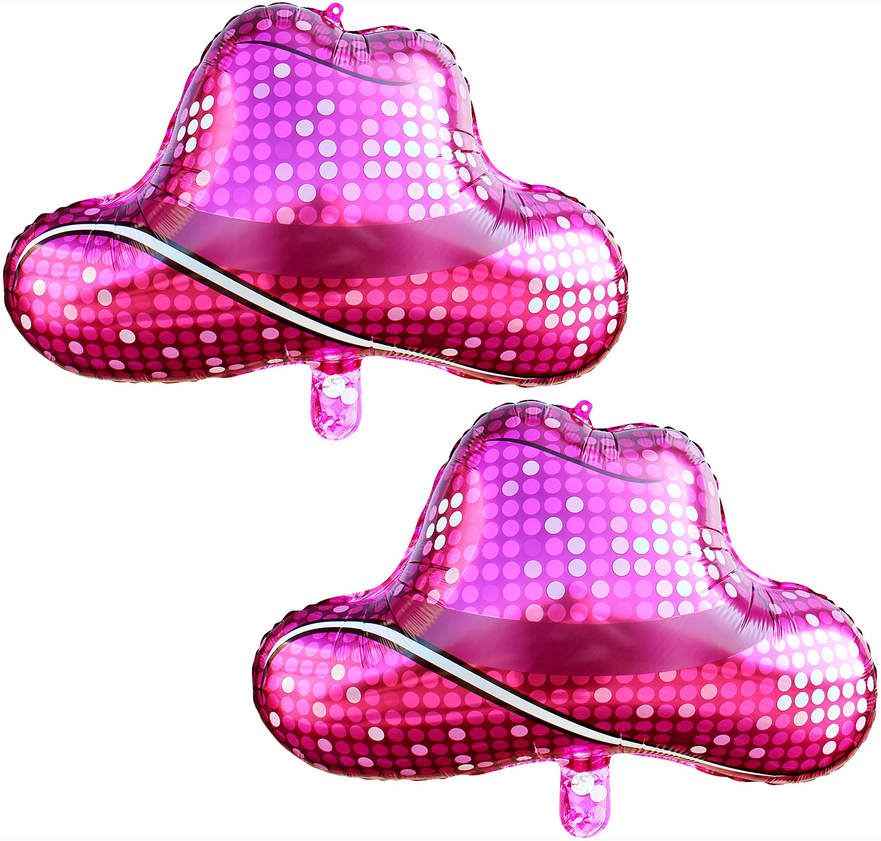 Vegas Cowgirl Hat Balloons Western Shiny Disco Balloon Hat,Hot Pink Cowboy hat Helium Foil Balloon for Girls Western Themed Birthday Party Decorations