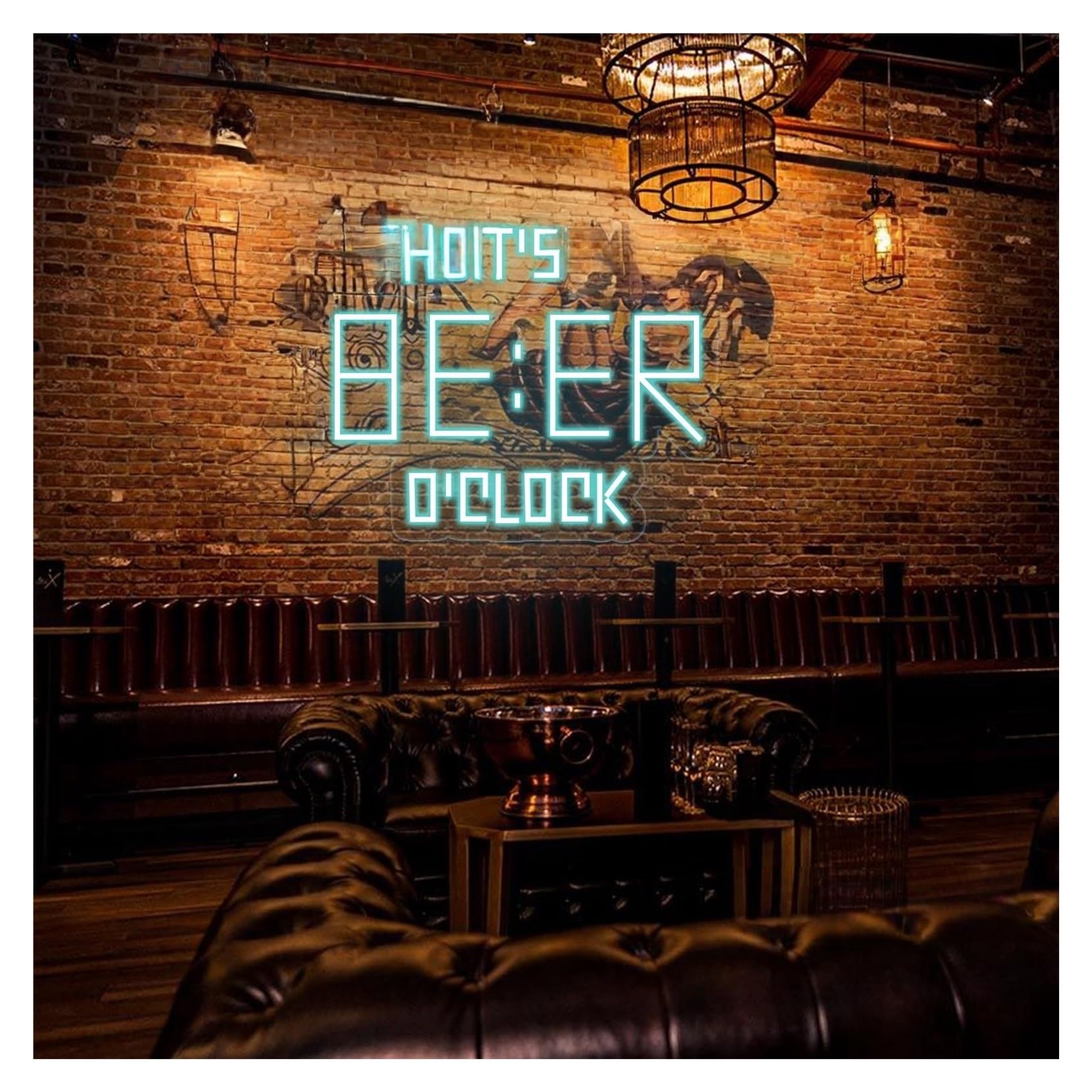 RONGCH Hanging Art Signs Beer O'Clock Neon Sign,Suitable for Milk Tea Shop Man Cave Decor with Dimmable 33cmx40cm(D)