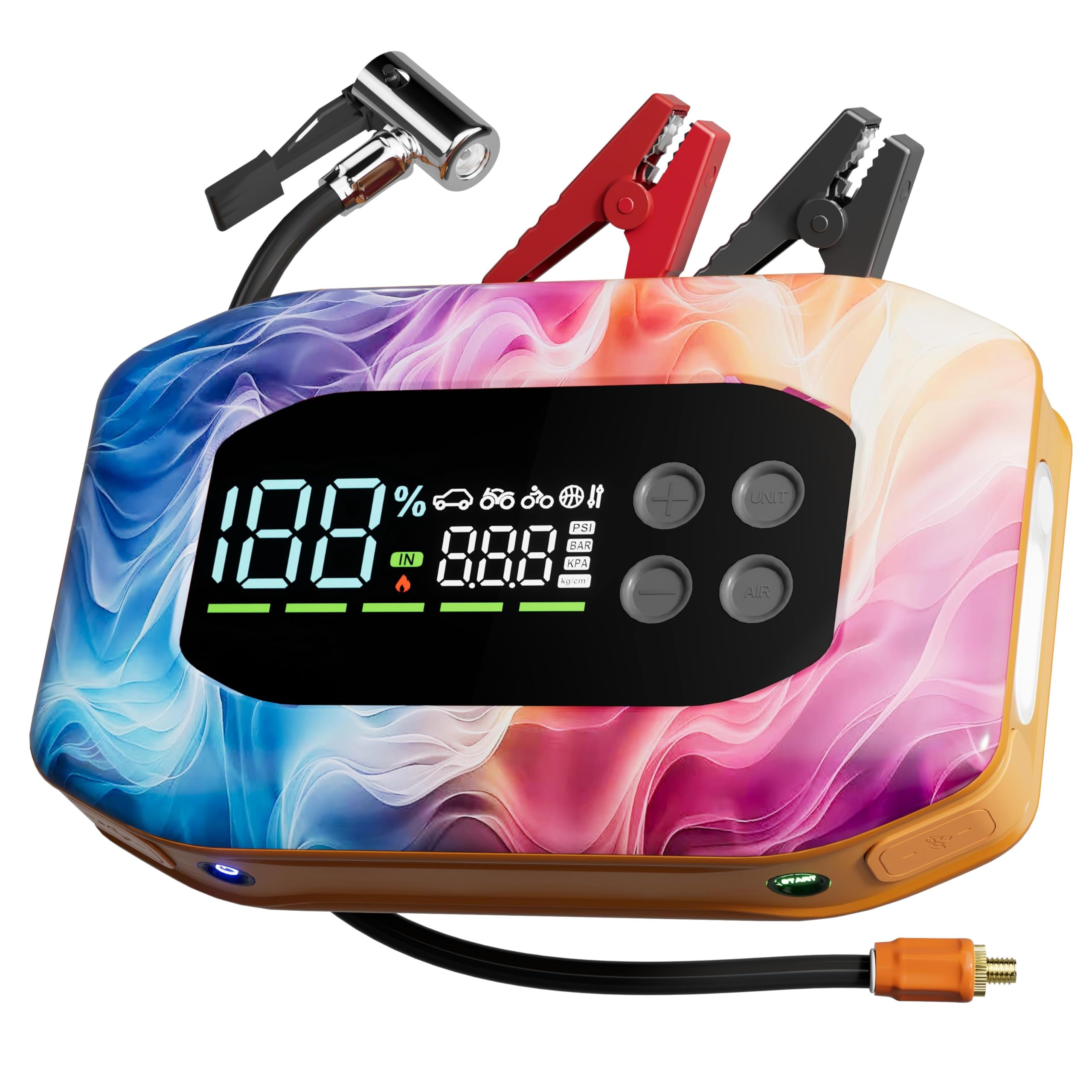 Jump Starter with Air Compressor Portable Car Battery Jump Starter 12V Booster for Gas Diesel Engines Tire Inflator