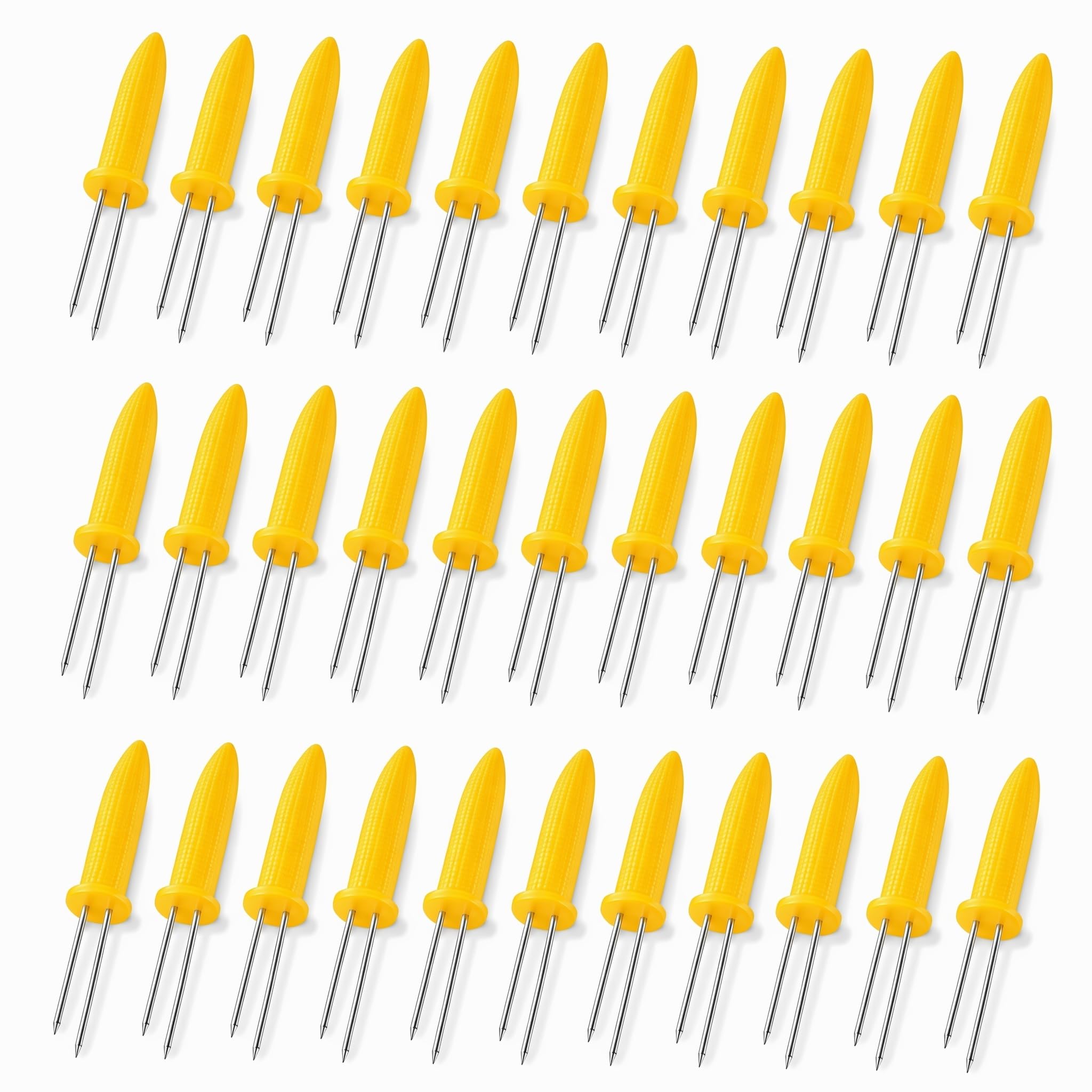 LCOLYDM 30 Pieces Stainless Steel Corn Holders, Corn on the Cob Holders, 6cm Length, 1.5cm Width, Metal Sweetcorn Forks, Corn Cob Skewers for BBQ, Kebab Sticks, Barbecue Accessory Set