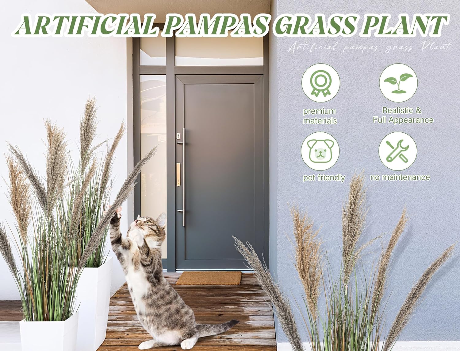 Jexine 2 Pcs Pampas Grass Potted Plants 4 ft Tall Artificial Grass Potted Artificial Greenery Floor Plants Tall in Pot for Housewarming Gift House Garden Bathroom Lobby Outdoor Decoration (Fall) - Image 4