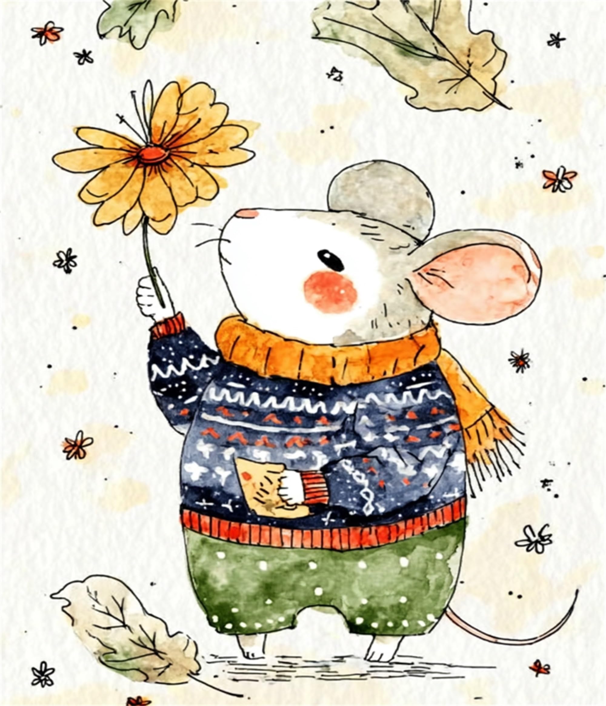 Wujiej Mouse Diy Paint By Number For Adults,Painting Kits For Adult, Color By Numbers,Paint By Number Canvas Crafts Watercolor For Beginner Room Decor (Mouse)