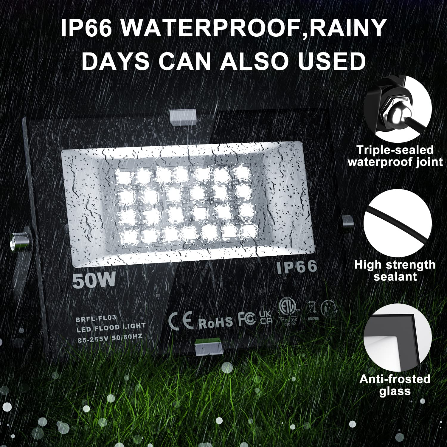 ChangM RGB LED Strahler 50W Flutlicht IP66 Wasserdicht Außen Mit Fernbedienung 4er Pack