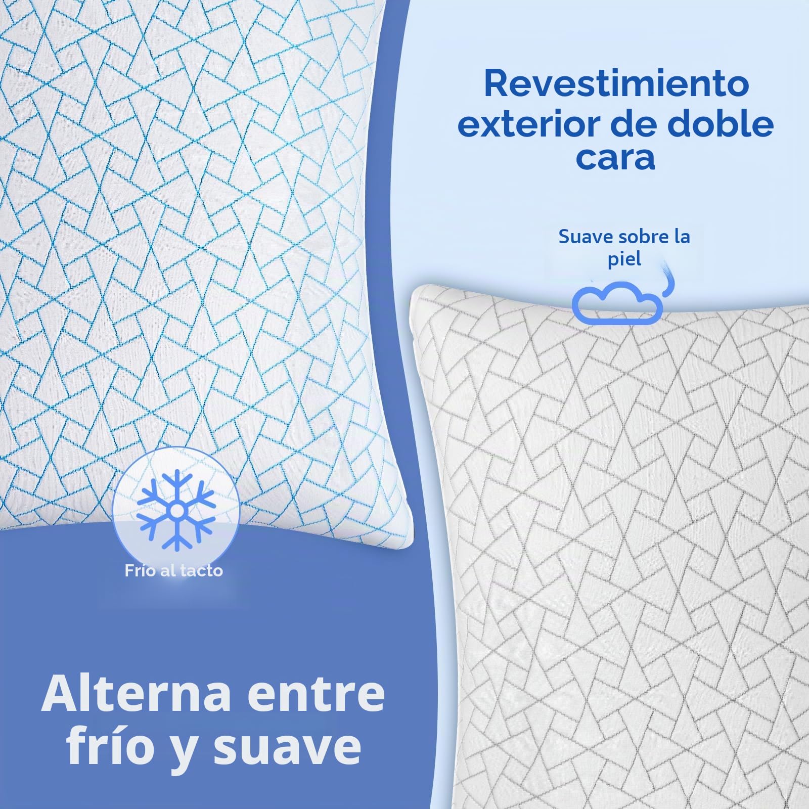 A-Pce Almohadas Altura Ajustable Almohadas 76x51 cm (2 Unidades), Relleno de Microfibra Hipoalergénico Almohada Viscoelastica, Apto para Todas Las Posiciones al Dormir